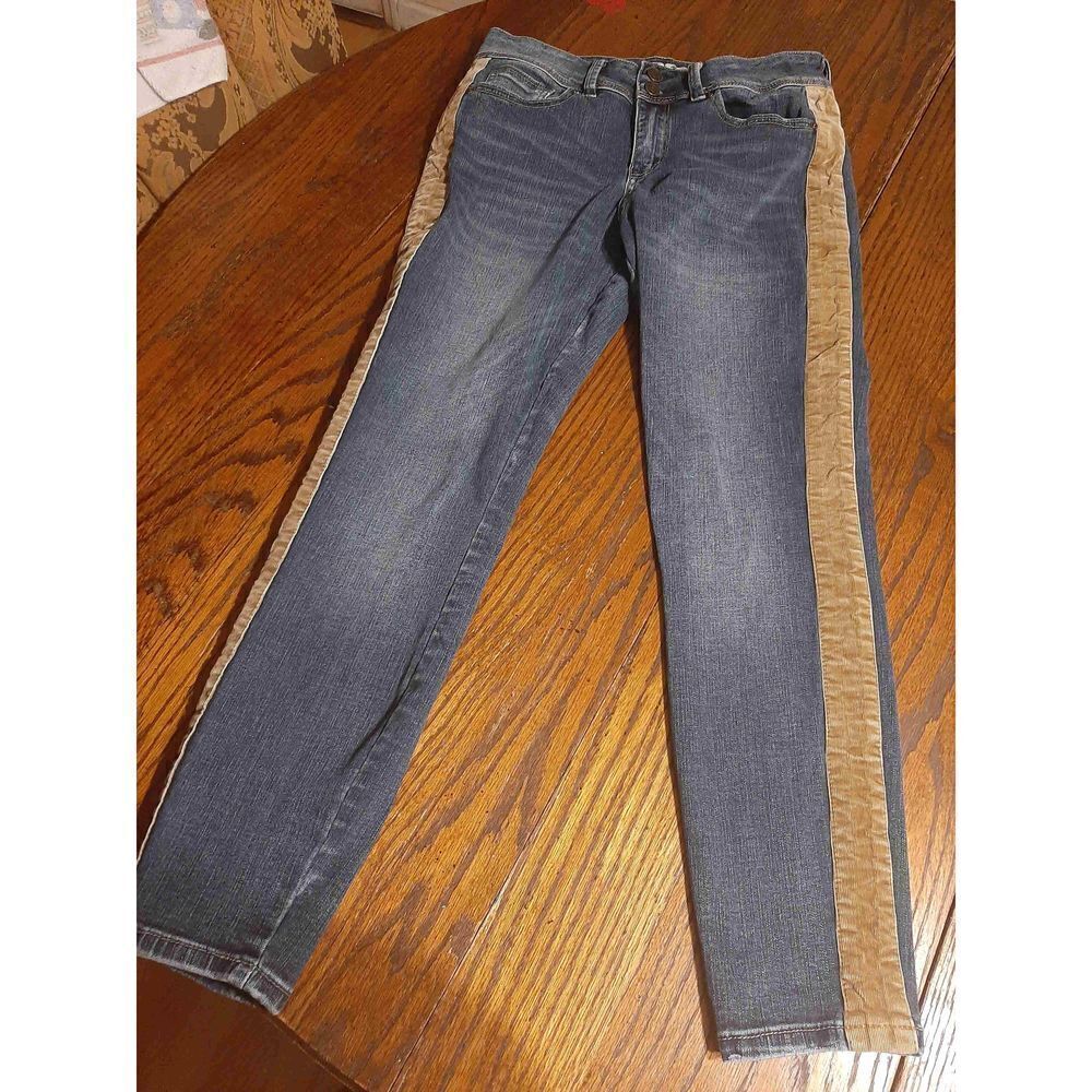 Jrs Size 11 Indigo Rein Blue Brown Denim Blue Jeans Double Button Fly